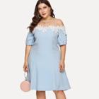 Shein Plus Lace Applique Cold Shoulder Dress