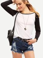 Shein Colour Block Curved Hem T-shirt