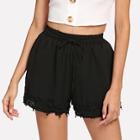 Shein Contrast Lace Belted Shorts