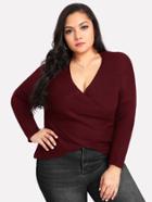 Shein Surplice Wrap Drop Shoulder Sweater