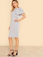 Shein Asymmetrical Flounce Layered Sleeve Polka Dot Dress