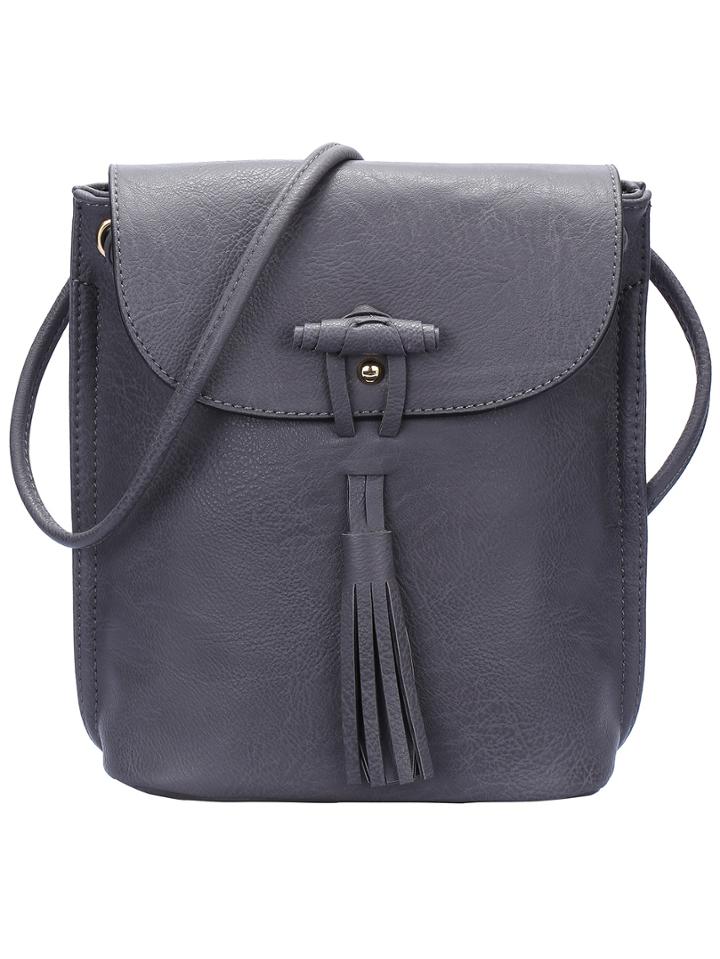 Shein Grey Tassel Pu Satchel Bag