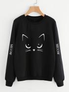 Shein Cat Print Sweatshirt