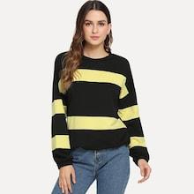 Shein Drop Shoulder Varsity-sleeve Sweatshirt