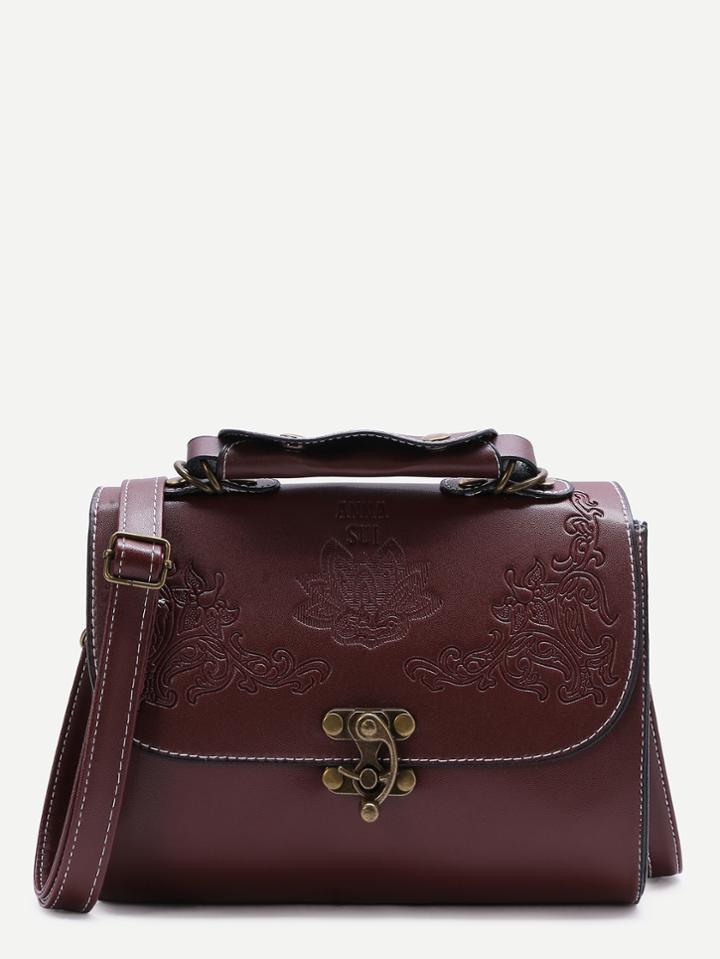 Shein Flower Embossed Swing Hook Flap Bag