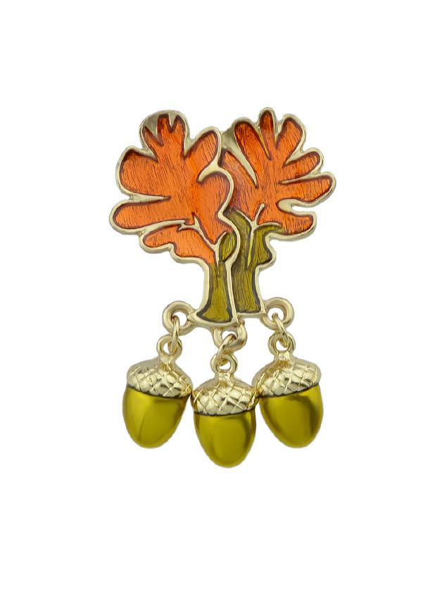 Shein Red Enamel Pine Tree Nut Shape Brooches