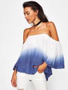Shein Ombre Bardot Dip Hem Top