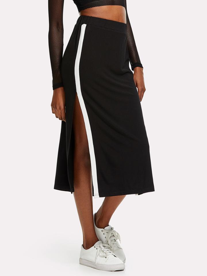 Shein Contrast Panel Split Side Skirt