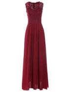 Shein Burgundy Lace Overlay Maxi Dress