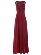 Shein Burgundy Lace Overlay Maxi Dress
