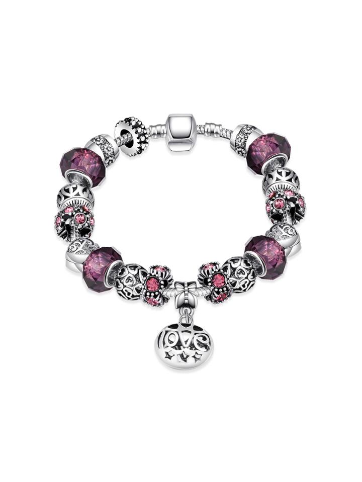 Shein Heart And Star Detail Bracelet With Rhinestone