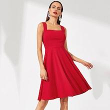 Shein Solid Fit And Flare Dress