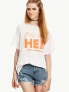 Shein White Letter Print Cutout Tie Back T-shirt