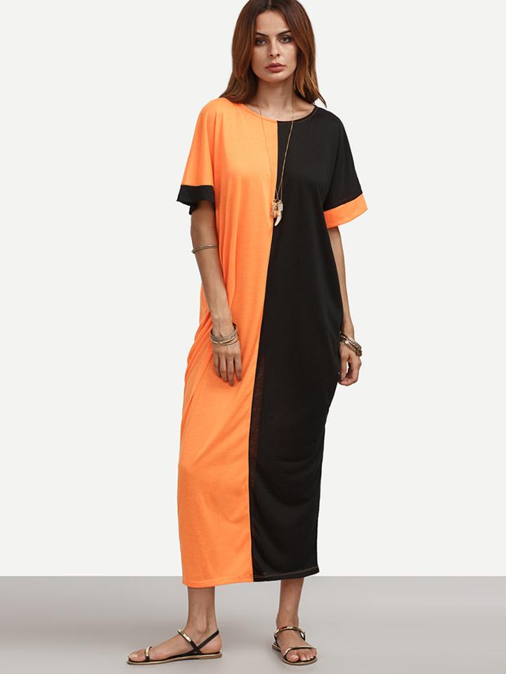 Shein Contrast Loose Fit Long Dress