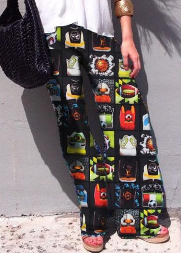 Rosewe Wide Leg Cartoon Print Loose Pants