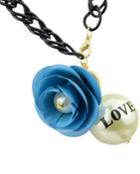 Shein Blue Flower Bead Chain Necklace