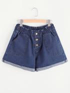 Shein Buttoned Fly Patch Pocket Cuffed Denim Shorts