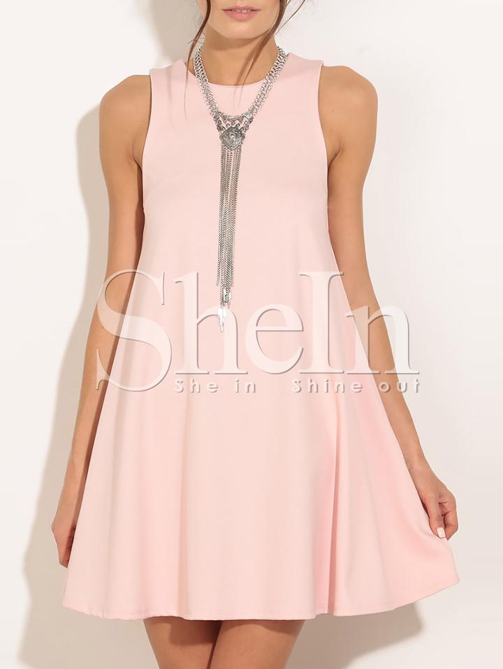 Shein Pink Sleeveless Keyhole Back Shift Dress