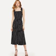 Shein Self Tie Shoulder Wide Leg Striped Jumpsuit