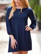 Shein Navy Round Neck Loose T-shirt Dress