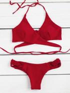 Shein Crochet Detail Wrap Bikini Set