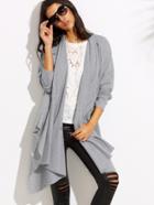 Shein Heather Grey Drape Front Asymmetric Duster Coat