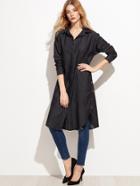 Shein Black Covered Button Blouse
