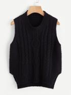 Shein Split Side Dip Hem Cable Knit Vest