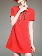Shein Red Beading Bowknot A-line Dress