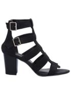 Shein Black Zipper Buckle Strap Sandals