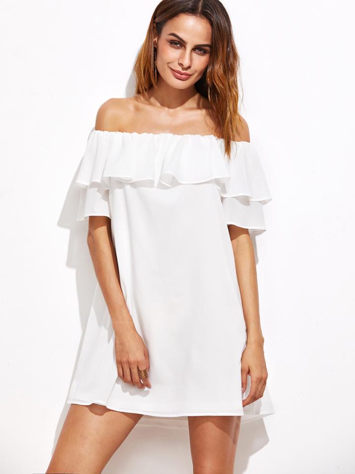 Shein Flounce Layered Neckline Beach Dress