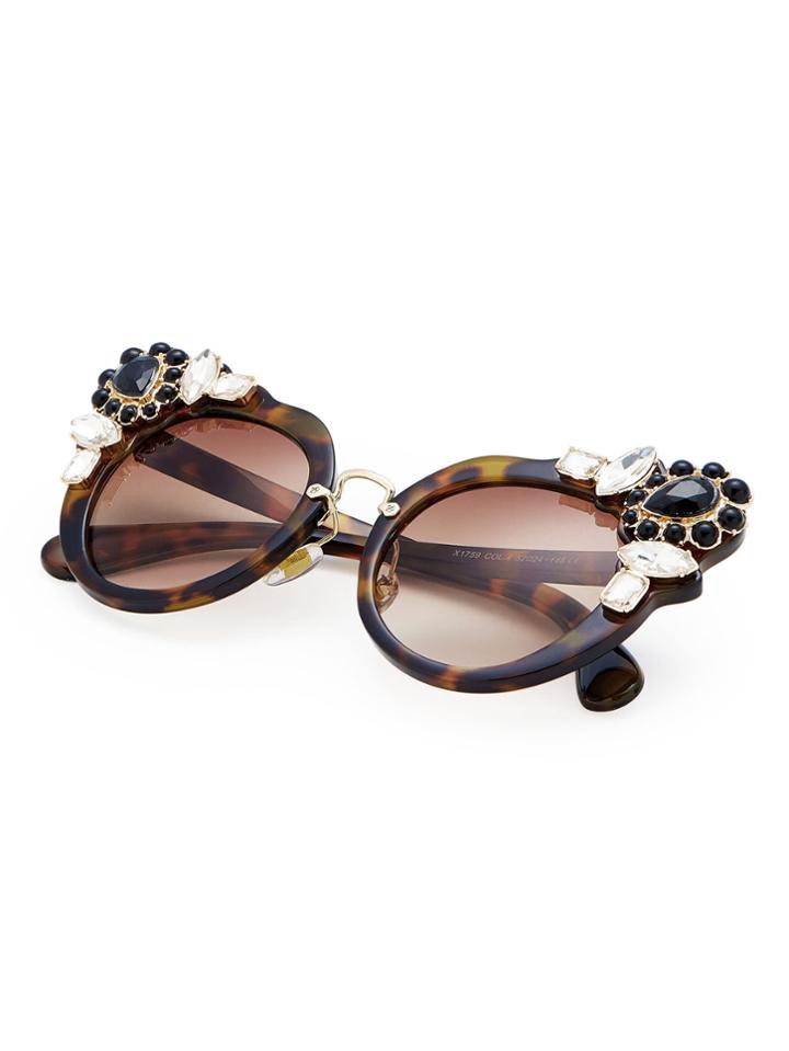 Shein Rhinestone Decorated Cat Eye Sunglasses