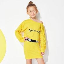 Shein Girls Letter Print Top & Skirt Set