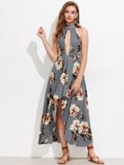Shein Allover Florals Keyhole Front Backless Dress