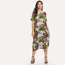 Shein Flower Print Pocket Dress