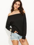 Shein Black Off The Shoulder Slit Side T-shirt