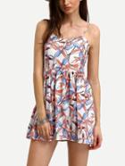 Shein Flower Print Shirred Cami Dress