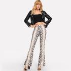 Shein Snake Print Flare Hem Jeans