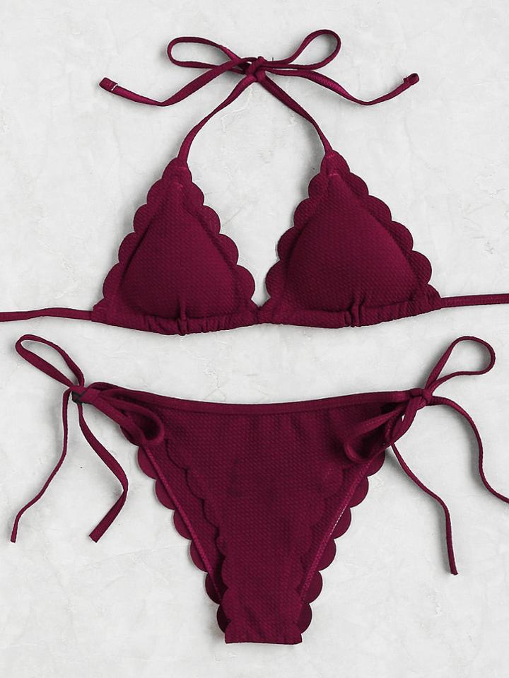 Shein Scalloped Trim Triangle Bikini Set