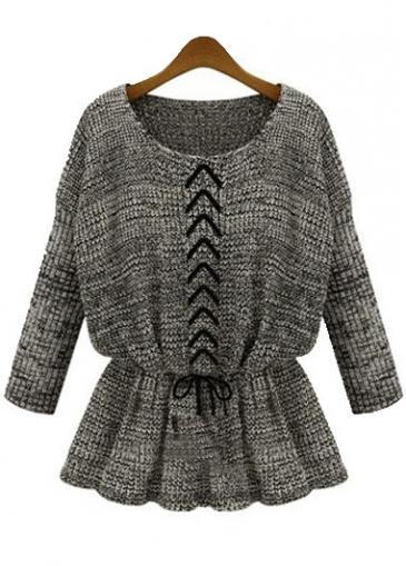 Rosewe Laconic Round Neck Ruffle Design Long Sleeve Pullovers