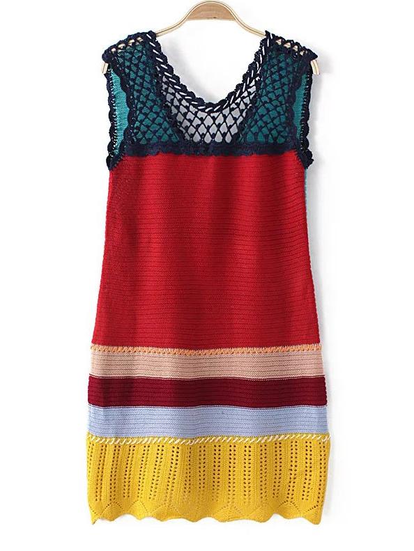 Shein Multicolor Net Crochet Knit Dress