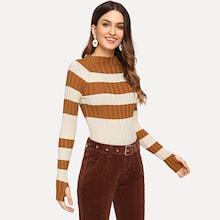 Shein Mock-neck Colorblock Thumb Hole Sweater