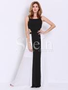 Shein Black White Spaghetti Strap Backless Yule Color Block Maxi Dress