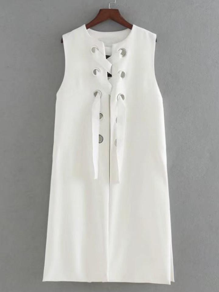 Shein Lace Up Grommet Split Side Sleeveless Dress