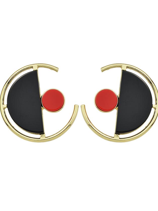 Shein Black Color Circle Shape Large Stud Earrings