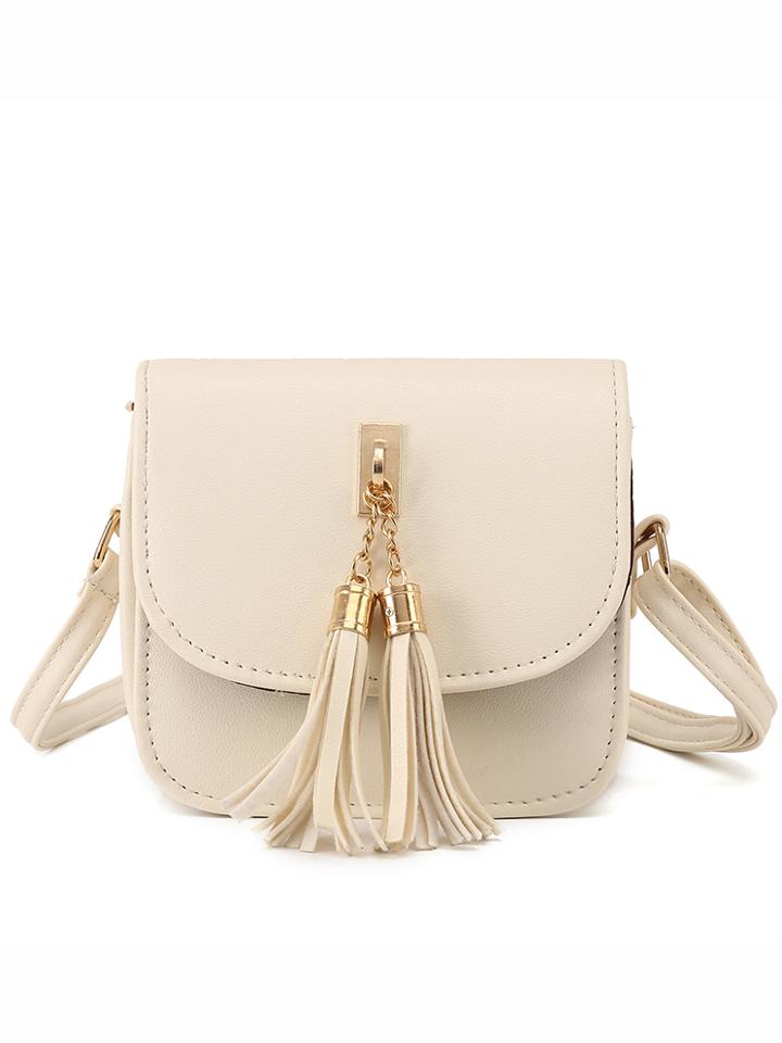Shein Beige Tassel Embellished Flap Bag
