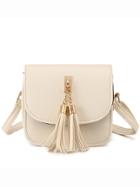 Shein Beige Tassel Embellished Flap Bag
