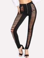 Shein Ladder Cut Out Zip Front Skinny Pants