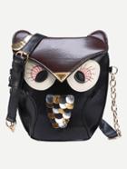 Shein Faux Leather Owl Shoulder Bag - Black