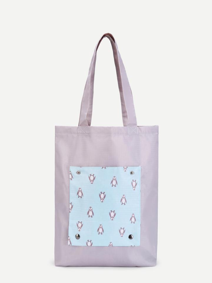 Shein Penguin Print Tote Bag